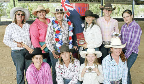 Australian barrel riders heading to America later this year include (back row) Paula Donovan, Bobbi Jo Blake, Kim Clare, Kathy Kunst, Chelsea Bartleet, Mia Cotter, (front row) Tamika Anderson, Suzanne Brooks, Montana Harth and Jordon Moore. Australian barrel riders heading to America later this year include (back row) Paula Donovan, Bobbi Jo Blake, Kim Clare, Kathy Kunst, Chelsea Bartleet, Mia Cotter, (front row) Tamika Anderson, Suzanne Brooks, Montana Harth and Jordon Moore.